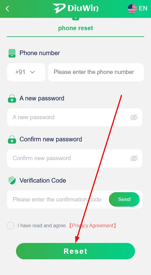 Click the Reset button